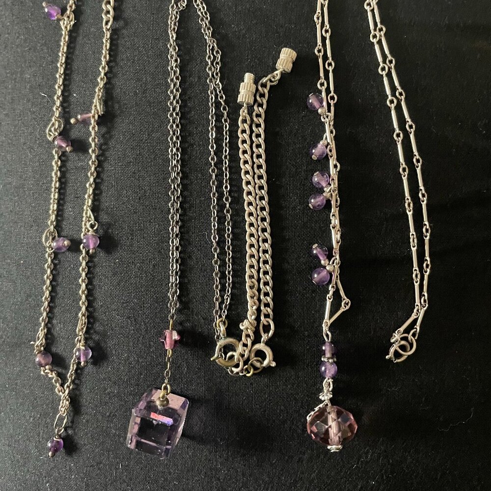 Lot of Silver & Purple Tone Jewelry